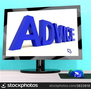 Advice Word On Computer Screen Showing Assistance. Advice Word On Computer Screen Shows Assistance