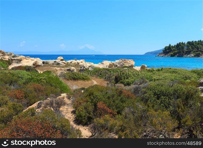 Aegean sea coast landscape (near Karidi beach), Chalkidiki, Greece.