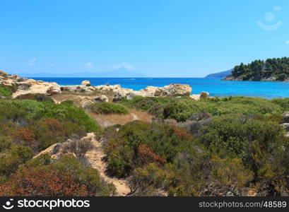 Aegean sea coast landscape (near Karidi beach), Chalkidiki, Greece.