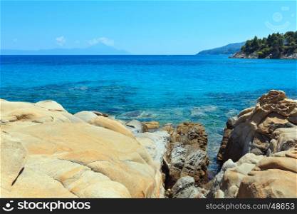 Aegean sea coast landscape, near Karidi or Karydi beach (Chalkidiki, Greece).
