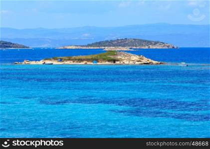 Aegean sea coast landscape, view near Karidi beach (Chalkidiki, Greece).