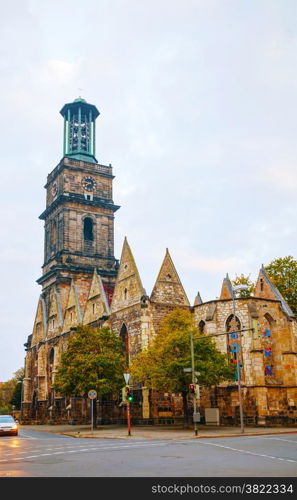 Aegidienkirche in Hanover, Germany at sunrise