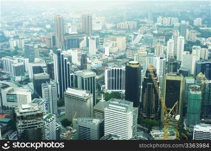 Aeial view of Kuala Lumpur from Petronas Twin Tower at sunset