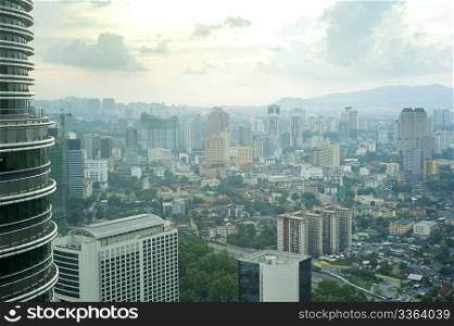 Aeial view of Kuala Lumpur from Petronas Twin Tower at sunset