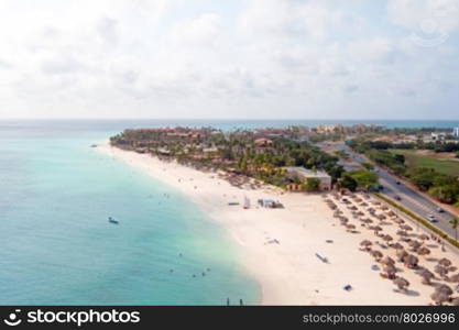 Aerial at Manchebo beach on Aruba island in the Caribbean