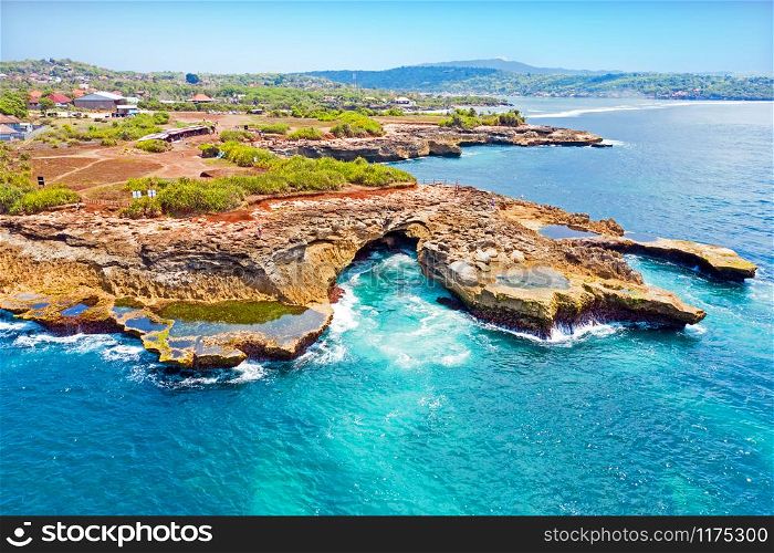 Aerial from Devil&rsquo;s Tear at Nusa Lembongan Bali Indonesia