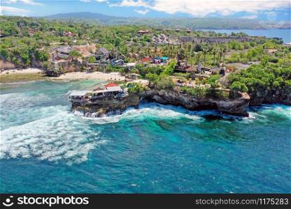 Aerial from Mahana Point on Nusa Ceningan Bali Indonesia