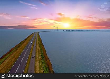 Aerial from the Dyke to Marken in the Netherlands