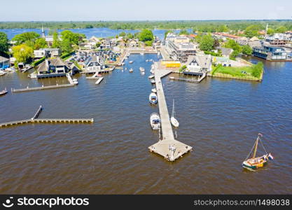 Aerial from the Loosdrechtse Plassen in the Netherlands on a beautiful summer day