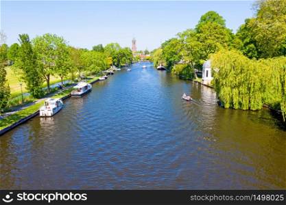 Aerial from the river Vecht with Loenen aan de Vecht in the Netherlands