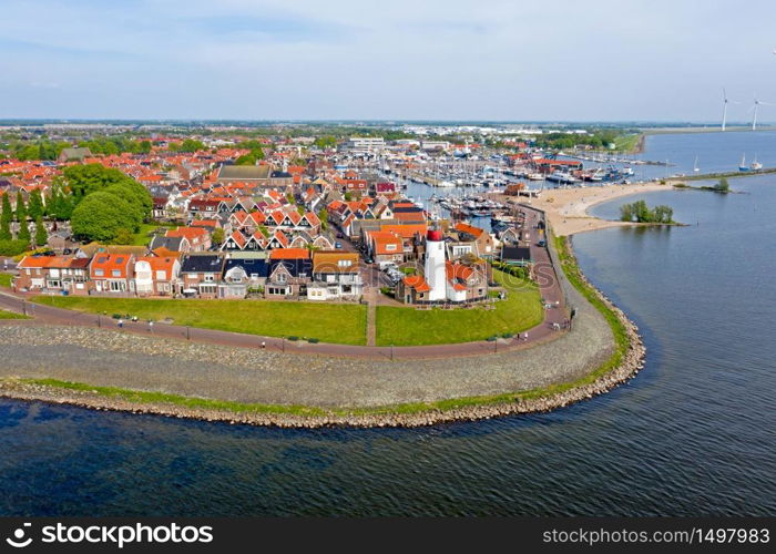 Aerial from the traditional village Urk in the Netherlands