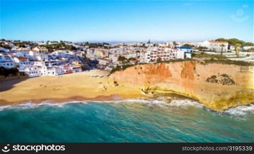 Aerial from the village Carvoeiro in the Algarve Portugal