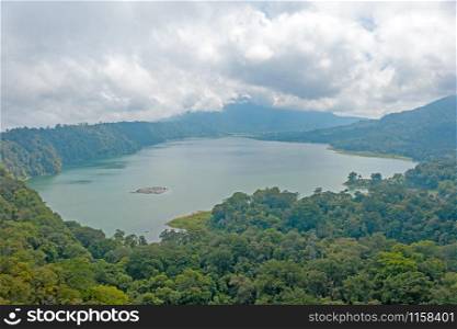 Aerial from two lakes in north Bali Indonesia