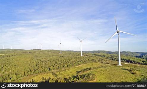 Aerial from windmills in the countryside from Portugal