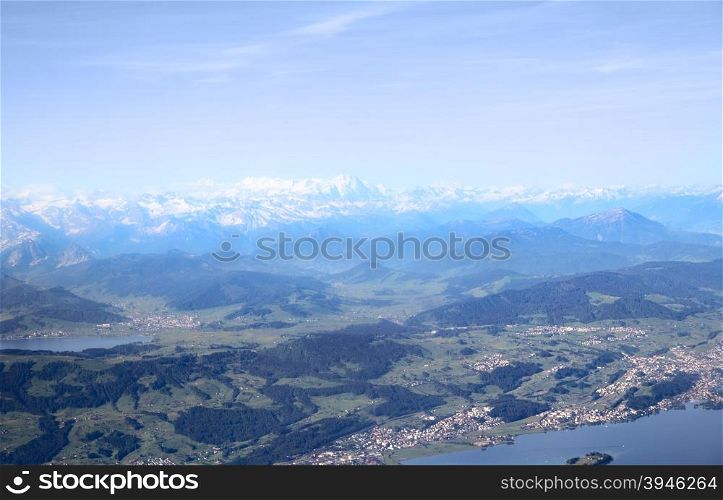 Aerial image of Swiss Alps