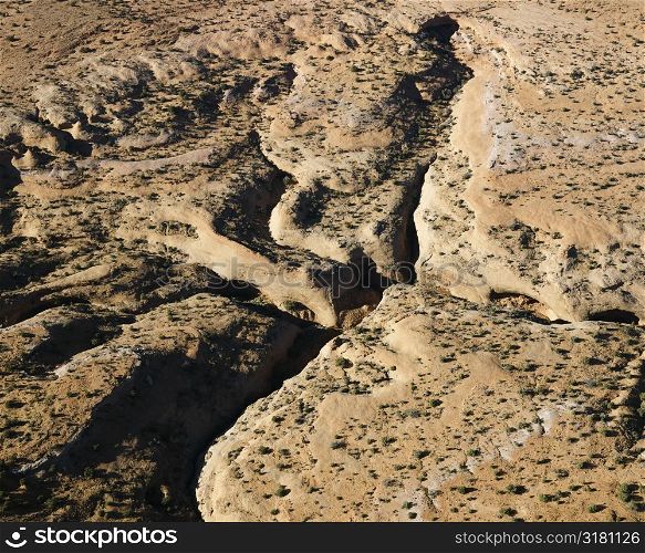 Aerial landscape of Arizona desert.