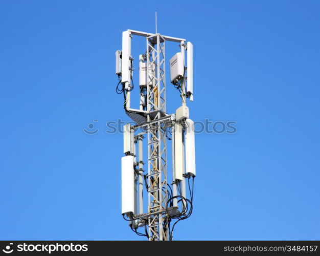 Aerial mobile communication against the blue sky