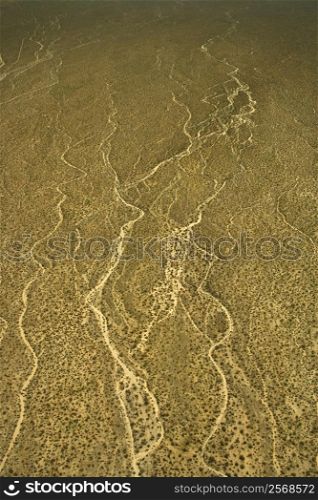 Aerial of Arizona, USA landscape with runoff channels.