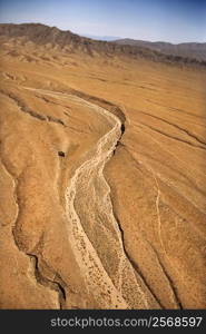 Aerial of desert landscape in Arizona, USA.