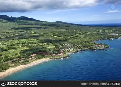 Aerial of Maui coastline.