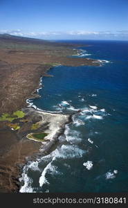 Aerial of Maui, Hawaii beach and Pacific ocean.