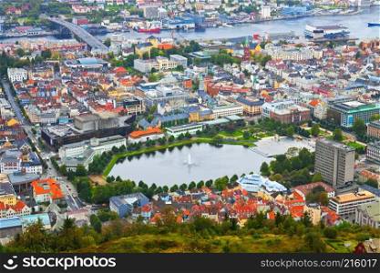 Aerial panorama of Bergen, Norway