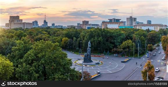 Aerial panorama of Kharkiv municipal garden of Shevchenko, Ukraine.. Aerial panorama of Kharkiv municipal garden of Shevchenko, Ukraine