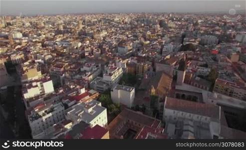 Aerial panorama of the the third largest city in Spain. Valencia and its dense development