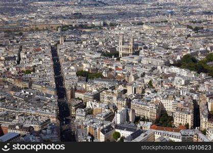 Aerial Paris city skyline in France