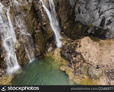 aerial scenery view waterfall
