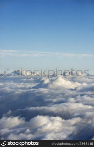 Aerial shot of clouds in Haleakala National Park, Maui, Hawaii.