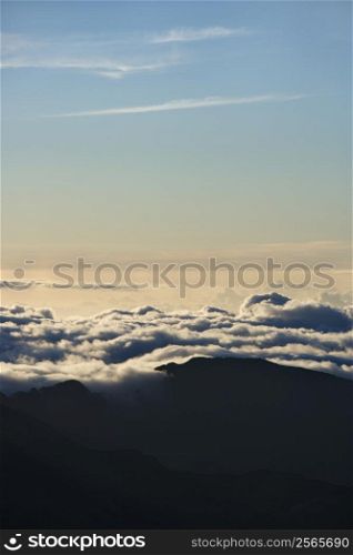 Aerial shot of dormant volcano in Haleakala National Park, Maui, Hawaii.