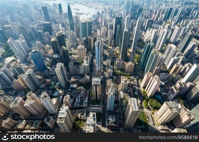 Aerial top view at a big metropolis city