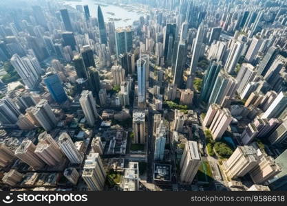 Aerial top view at a big metropolis city