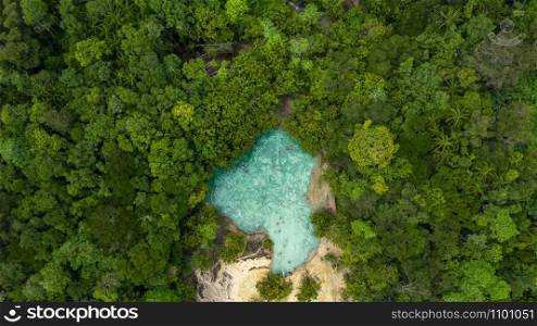Aerial view emerald pool, Blue Pool tourist destination in Krabi, Krabi, Thailand