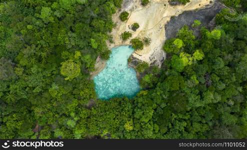 Aerial view emerald pool, Blue Pool tourist destination in Krabi, Krabi, Thailand