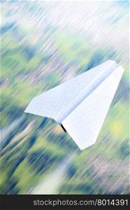Aerial view in motion blur and paper plane&#xA;