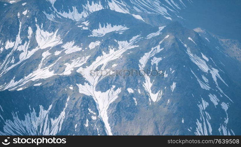 Aerial View Landscape of Mountais with Snow covered