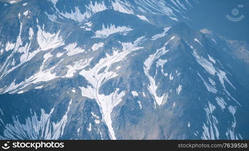 Aerial View Landscape of Mountais with Snow covered