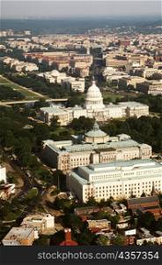 Aerial view of a building, Capitol Building, Library of Congress, Washington DC, USA