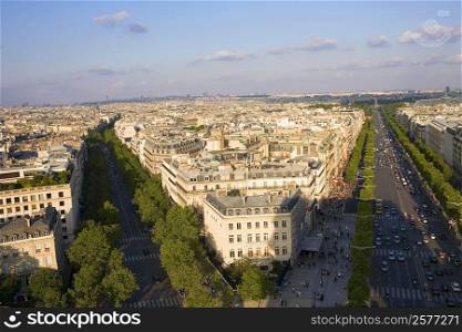 Aerial view of a cityscape, Avenue Des Champs-Elysees, Paris, France