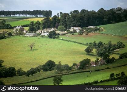 Aerial view of a countryside bath amidst greenery, England
