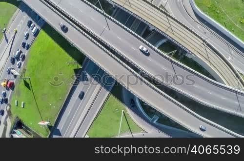 Aerial view of a freeway intersection