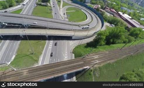 Aerial view of a freeway intersection