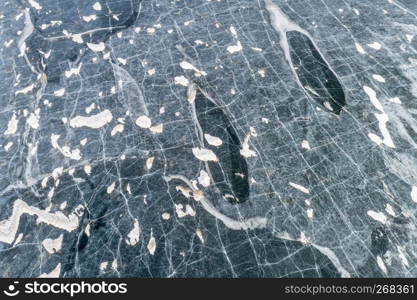 aerial view of a frozen shallow lake - Barker Reservoir near Nederland, Colorado