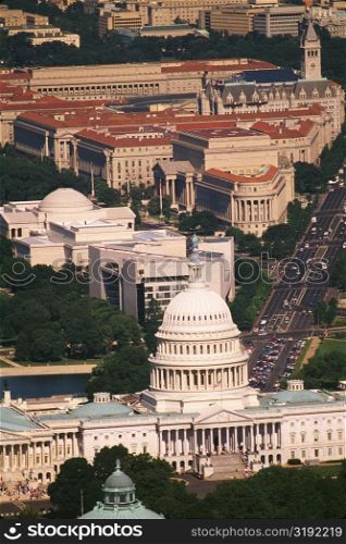 Aerial view of a government building, Capitol building, Washington DC, USA