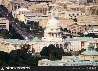 Aerial view of a government building, Capitol Building, Washington DC, USA