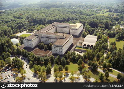 Aerial view of a government building in a city, CIA headquarters, Virginia, USA