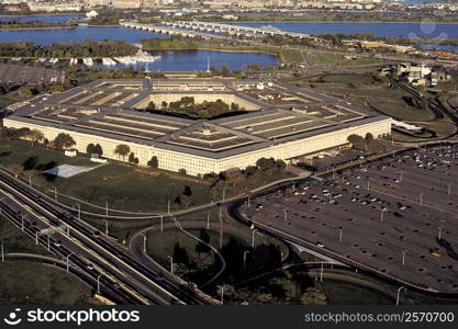 Aerial view of a government building in a city, The Pentagon, Washington DC, USA