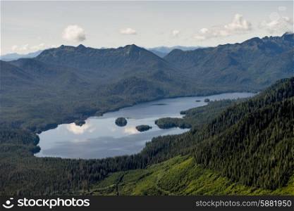 Aerial view of a lake, Skeena-Queen Charlotte Regional District, Haida Gwaii, Graham Island, British Columbia, Canada
